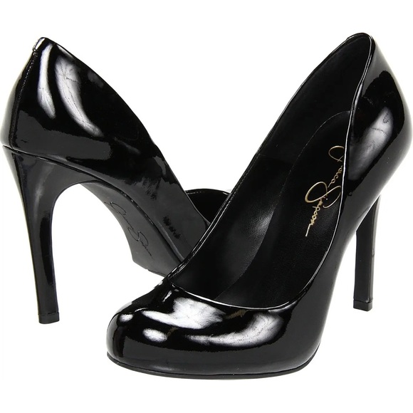 Jessica Simpson Black Patent Calie Round Toe Pump, Women's Size 5.5 - Picture 4 of 16